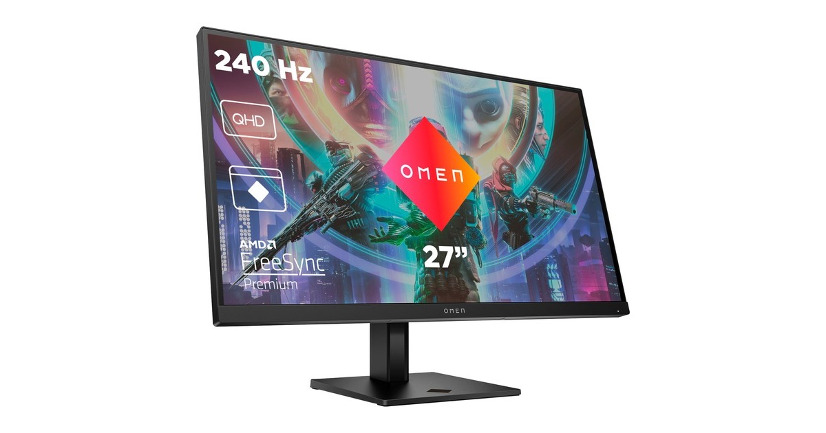OMEN 27qs, Gaming-Monitor(68.6 cm (27 Zoll), schwarz, QHD, IPS, Curved, DisplayPort, HDMI, HDR 400, Pivot, USB, 240Hz Panel)