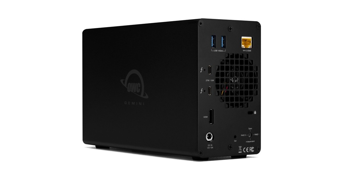 OWC Gemini Thunderbolt Dock and Dual-Bay RAID Speichergehäuse, Laufwerksgehäuse(schwarz)