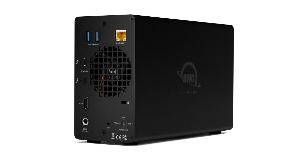 OWC Gemini Thunderbolt Dock and Dual-Bay RAID Speichergehäuse, Laufwerksgehäuse(schwarz)