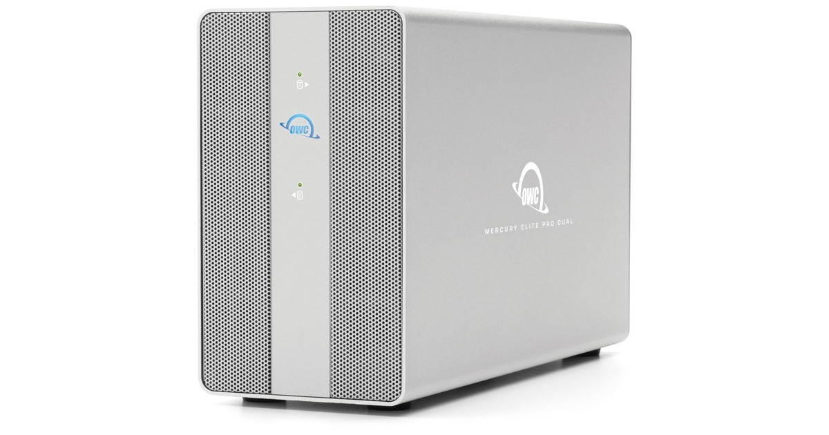 OWC Mercury Elite Pro Dual mit 3-Port USB Hub, Laufwerksgehäuse(silber, USB 10Gb/s Externe Storage Solution)