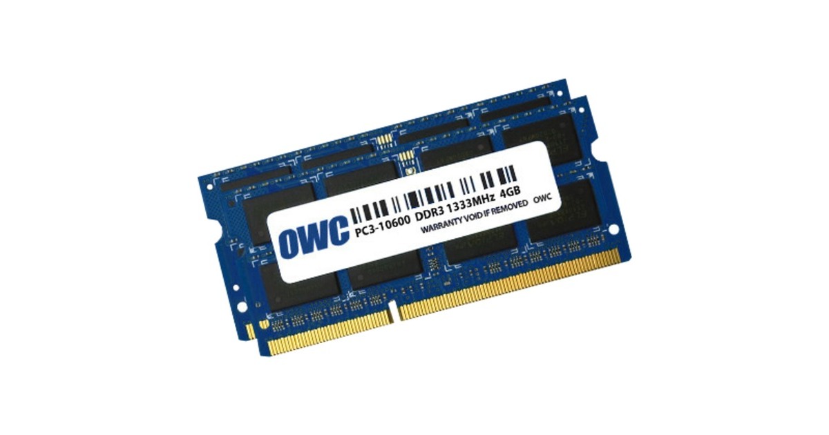 OWC SO-DIMM 8 GB DDR3-1333 (2x 4 GB) Dual-Kit, für MAC , Arbeitsspeicher(OWC1333DDR3S08S)