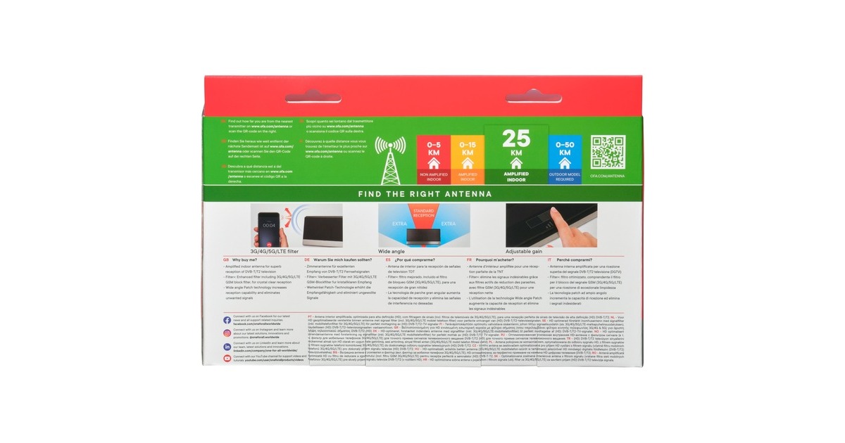 One for all DVB-T2 Zimmerantenne SV 9385(schwarz)