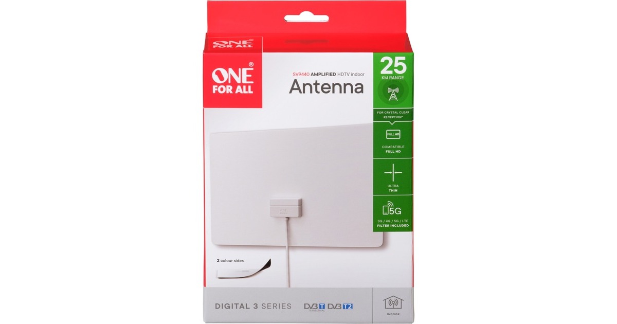 One for all Ultraflache DVB-T2 Zimmerantenne SV9440-5G(schwarz/weiß)