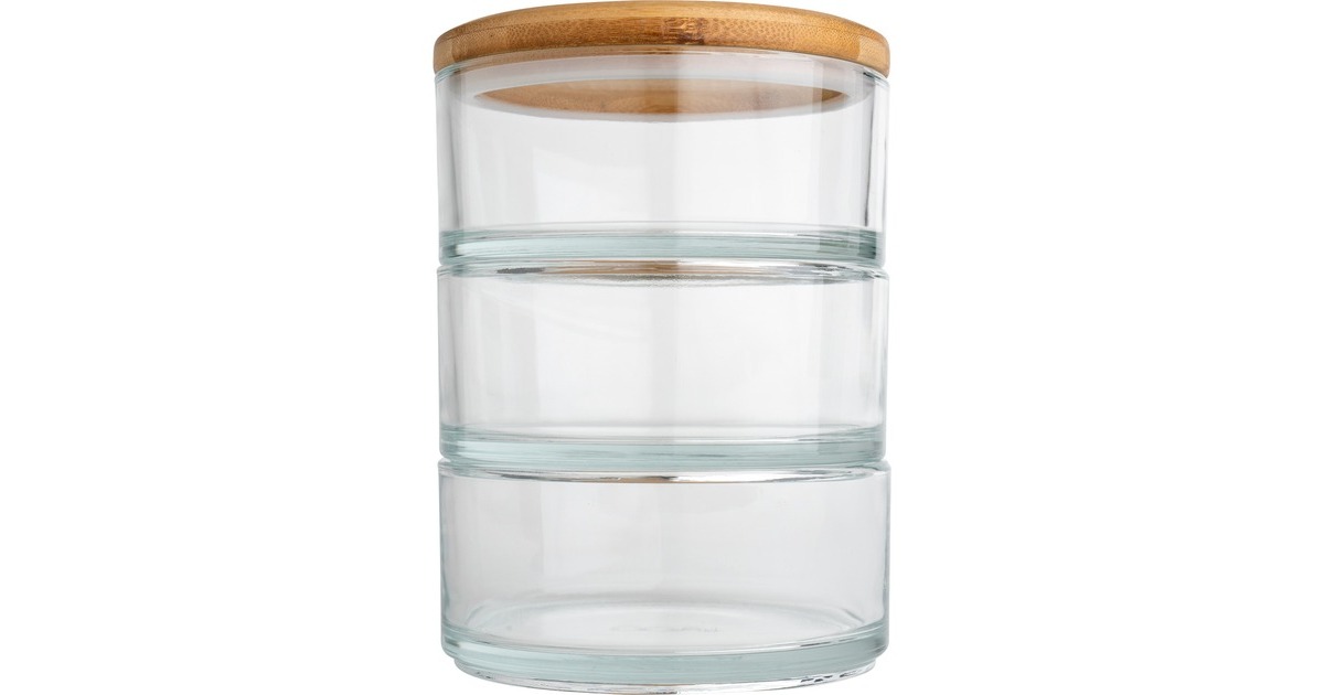 Ooni Stapel-Gefäße, Behälter(transparent, 3-teiliges Set, mit Bambus-Deckel)