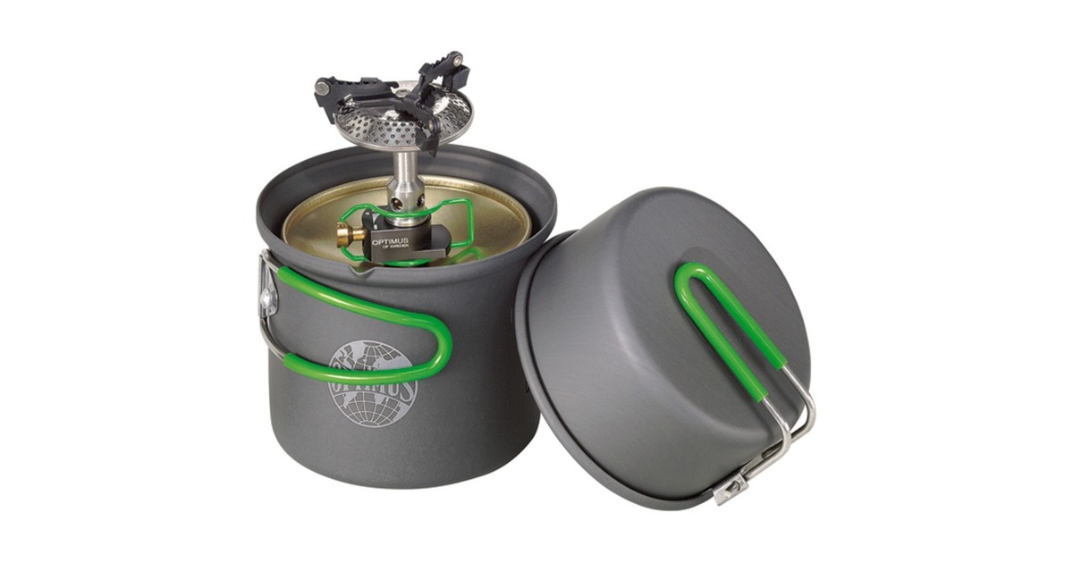 Optimus Crux Lite Solo Kochsystem, Gaskocher(schwarz/grau, mit Terra Solo Kochset)