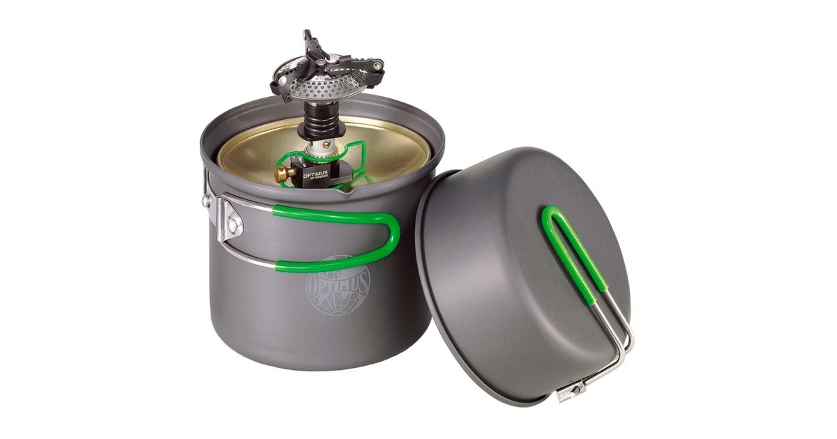 Optimus Crux Weekend Kochsystem, Gaskocher(schwarz/grau, mit Weekend Kochset)