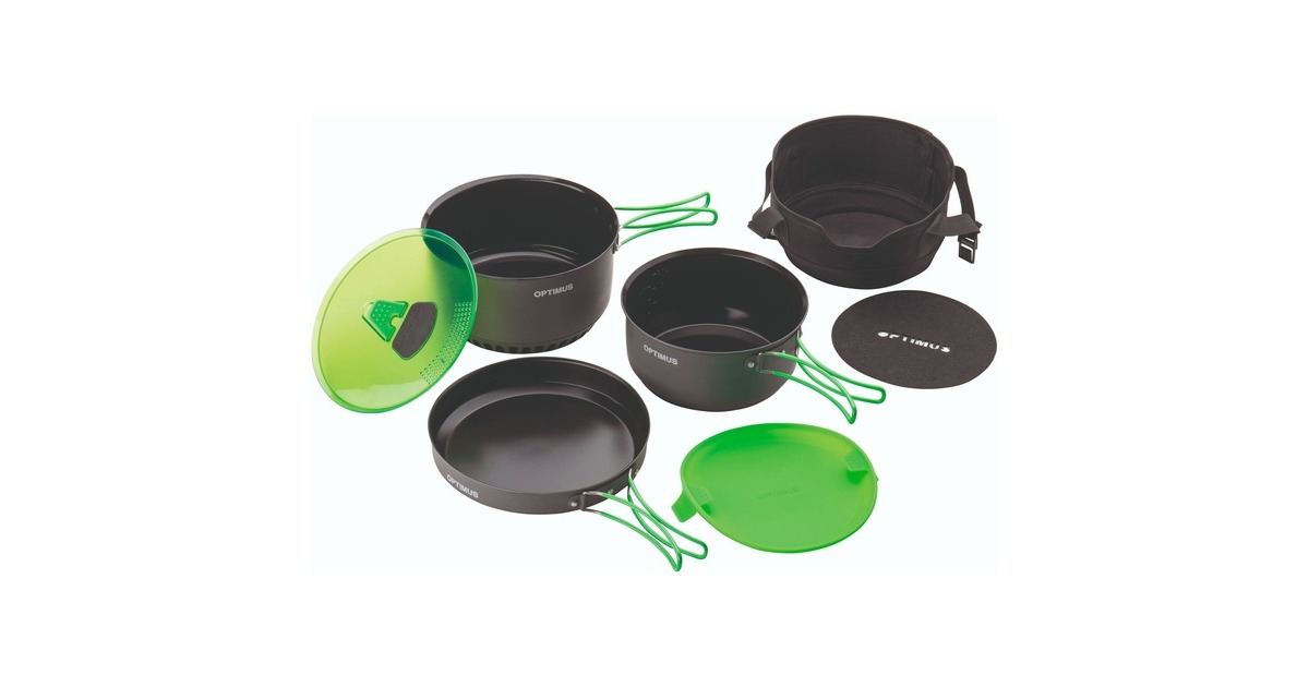 Optimus Terra Camp 4 Kochtopfset, Topf-Set(grau/grün, 7-teilig)