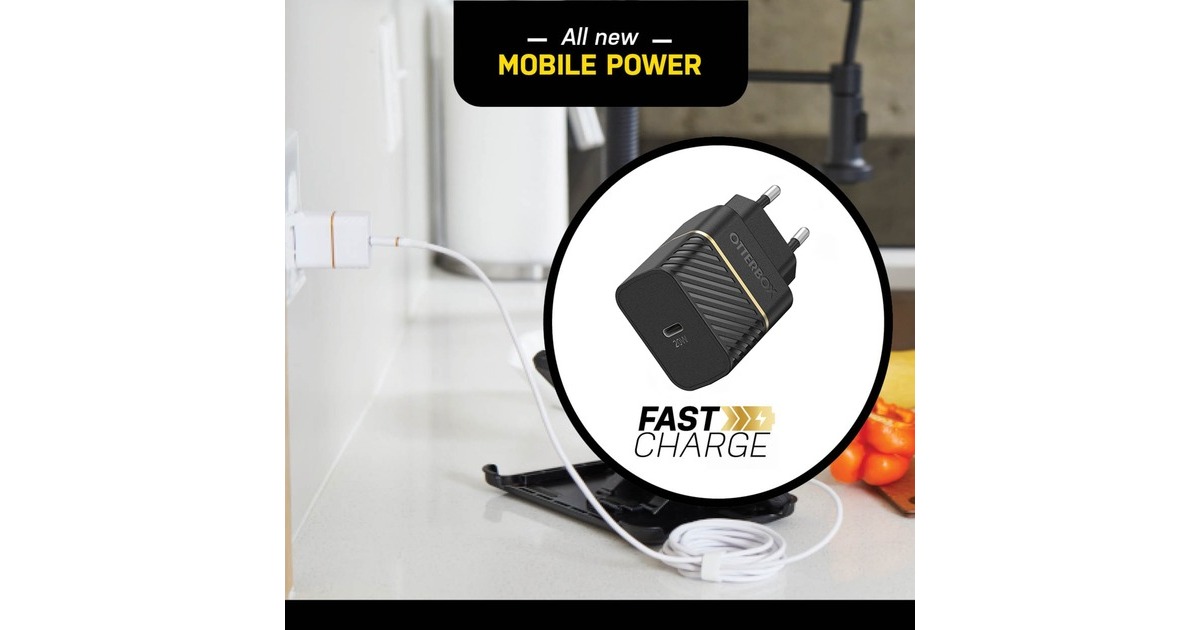 Otterbox EU Wand-Schnelladegerät Premium-Fast Charge, 20W(schwarz, USB Power Delivery 3.0, USB-C)