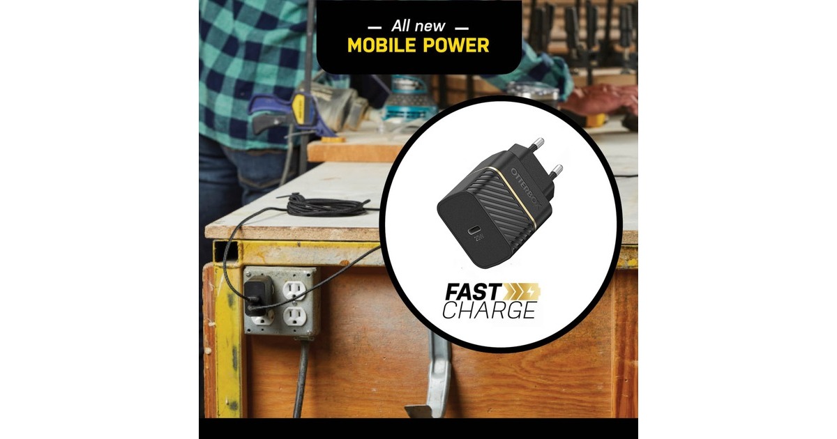 Otterbox EU Wand-Schnelladegerät Premium-Fast Charge, 20W(schwarz, USB Power Delivery 3.0, USB-C)