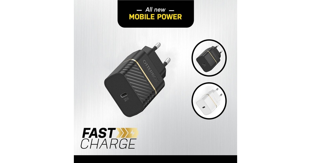 Otterbox EU Wand-Schnelladegerät Premium-Fast Charge, 20W(schwarz, USB Power Delivery 3.0, USB-C)
