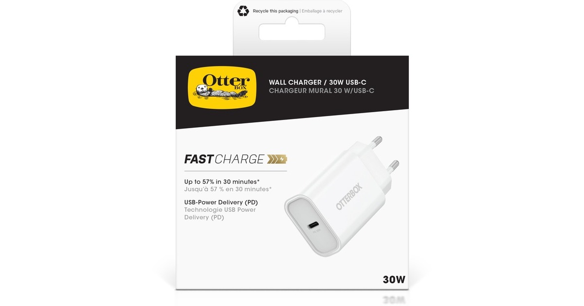 Otterbox EU Wand-Schnelladegerät Wall Charger 30W(weiß, USB Power Delivery 3.0, USB-C)