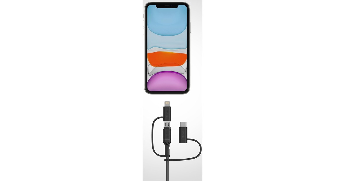 Micro-USB + USB-C + Lightning Stecker(schwarz, 1 Meter)