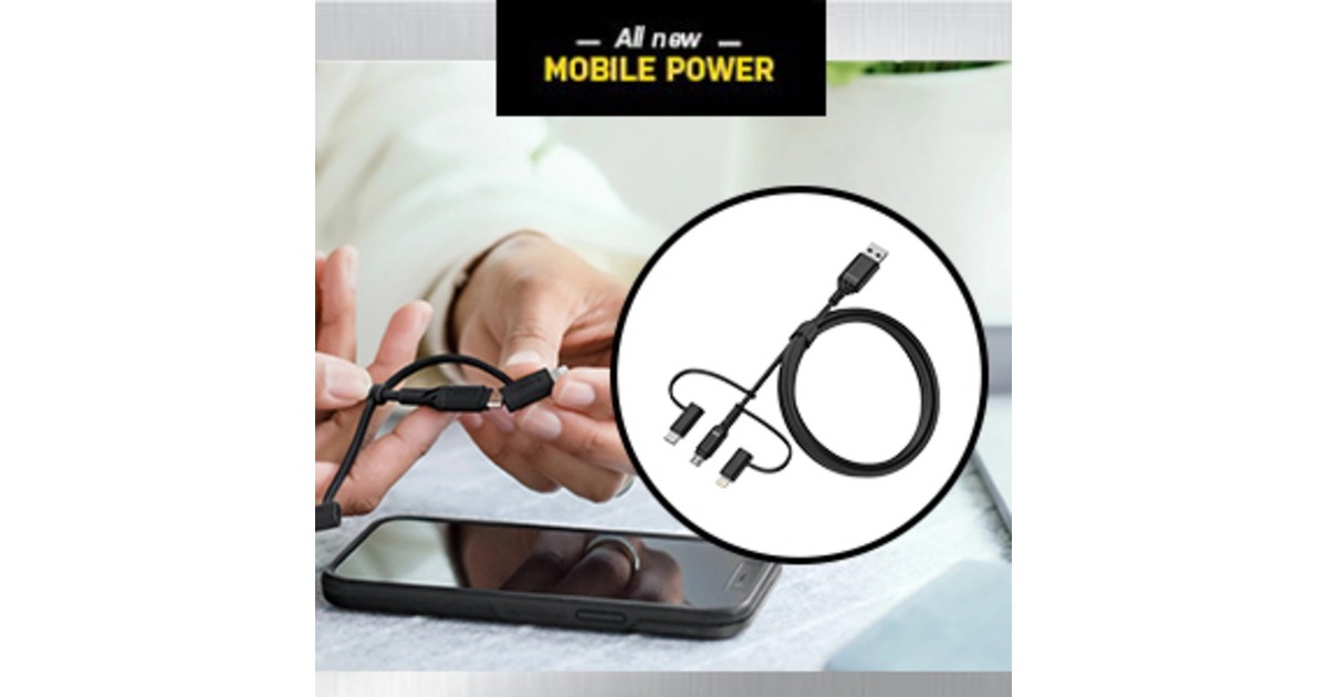 Micro-USB + USB-C + Lightning Stecker(schwarz, 1 Meter)