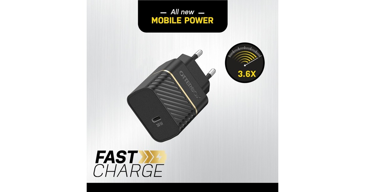 Otterbox USB-C Wand-Schnellladegerät 30W Black Schimmer(schwarz, USB Power Delivery)