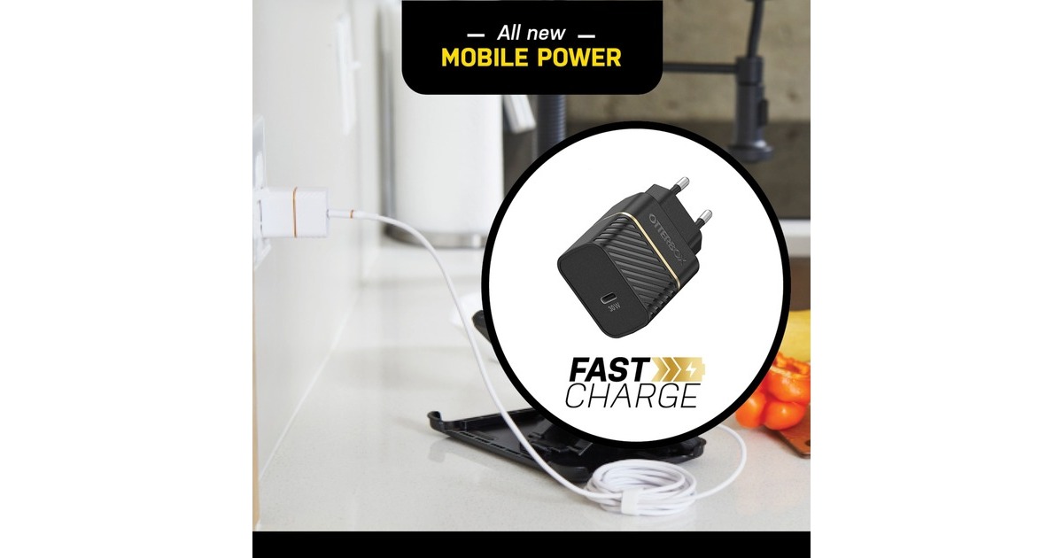 Otterbox USB-C Wand-Schnellladegerät 30W Black Schimmer(schwarz, USB Power Delivery)