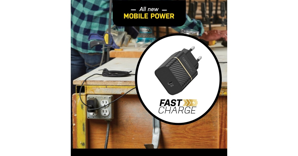 Otterbox USB-C Wand-Schnellladegerät 30W Black Schimmer(schwarz, USB Power Delivery)