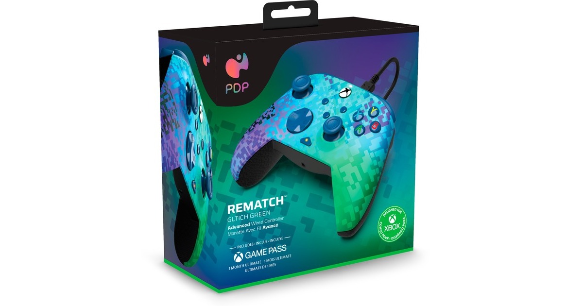 PDP Rematch Advanced Wired Controller - Glitch Green, Gamepad(grün/lila, für Xbox Series X|S, Xbox One, PC)