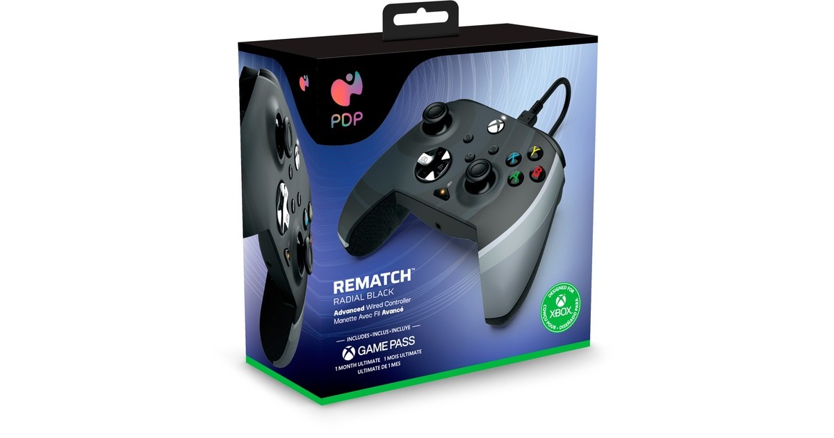 PDP Rematch Advanced Wired Controller - Radial Black, Gamepad(schwarz/grau, für Xbox Series X|S, Xbox One, PC)