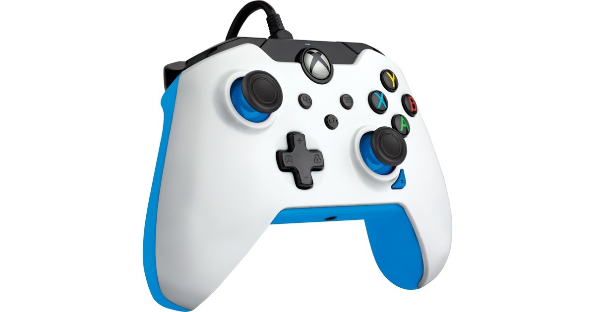 PDP Wired Controller - Ion White, Gamepad(weiß/neon-blau, für Xbox Series X|S, Xbox One, PC)