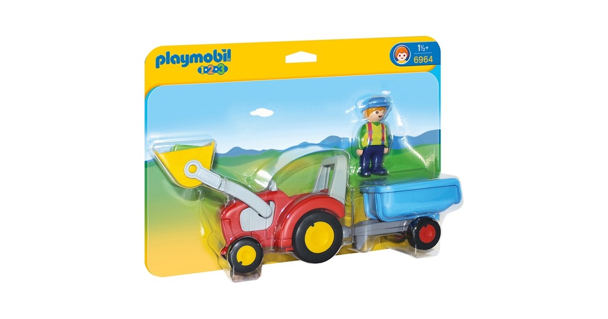 PLAYMOBIL 6964 1.2.3 Traktor mit Anhänger, Konstruktionsspielzeug