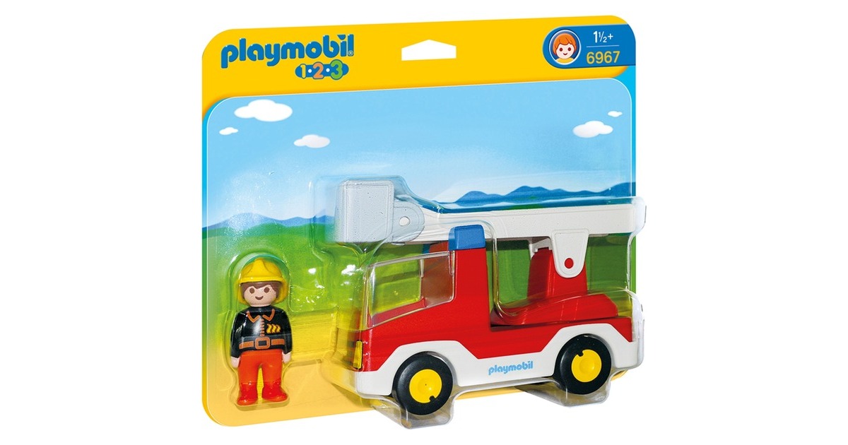 PLAYMOBIL 6967 1.2.3 Feuerwehrleiterfahrzeug, Konstruktionsspielzeug
