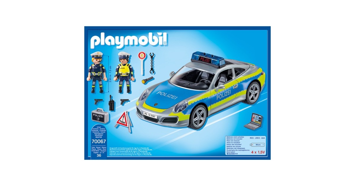 PLAYMOBIL 70067 City Action Porsche 911 Carrera 4S Polizei, Konstruktionsspielzeug(Mit Licht und Sound)