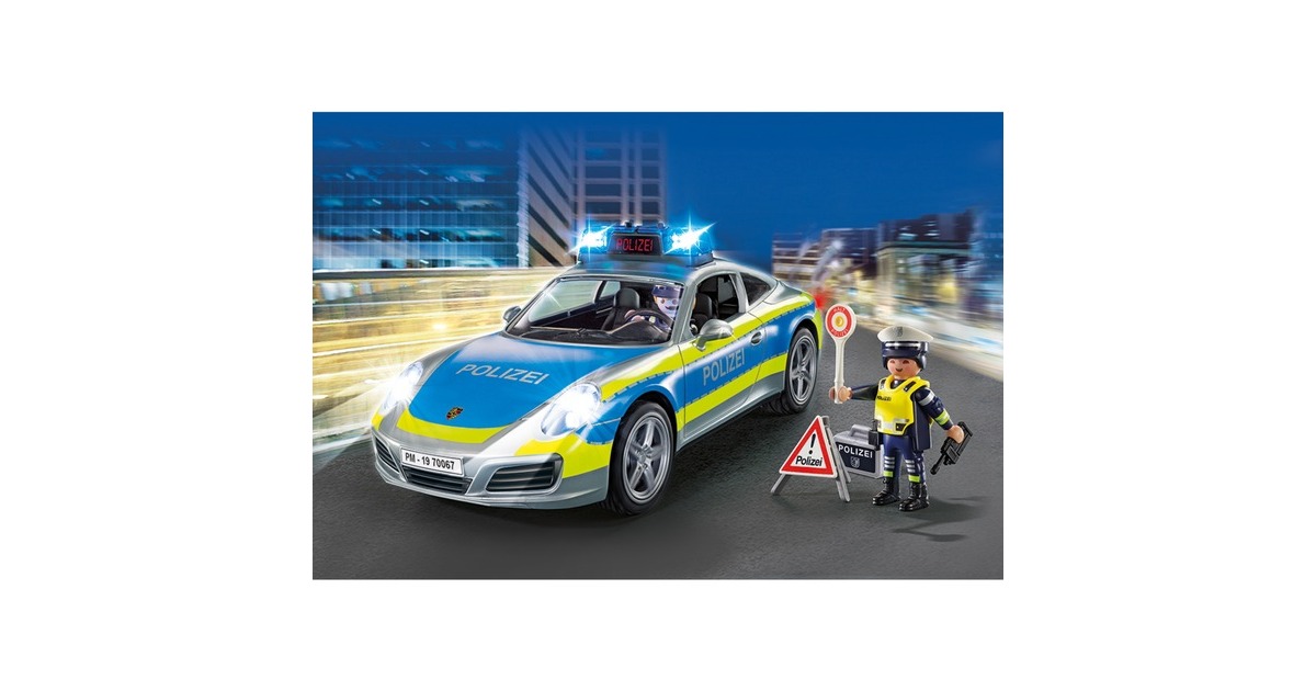 PLAYMOBIL 70067 City Action Porsche 911 Carrera 4S Polizei, Konstruktionsspielzeug(Mit Licht und Sound)