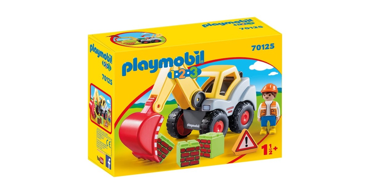 PLAYMOBIL 70125 1.2.3 Schaufelbagger, Konstruktionsspielzeug