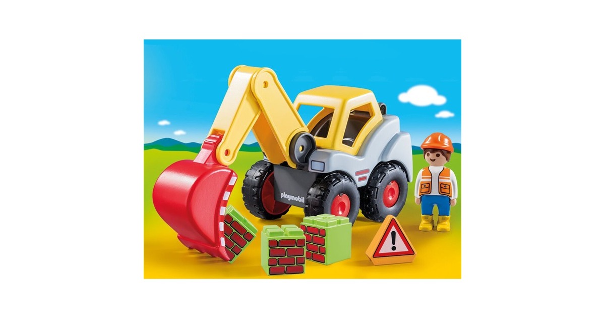 PLAYMOBIL 70125 1.2.3 Schaufelbagger, Konstruktionsspielzeug