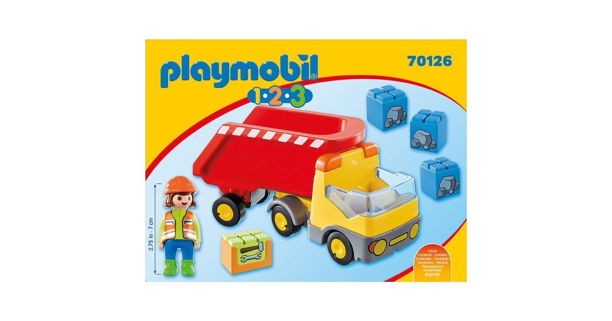 PLAYMOBIL 70126 1.2.3 Kipplaster, Konstruktionsspielzeug