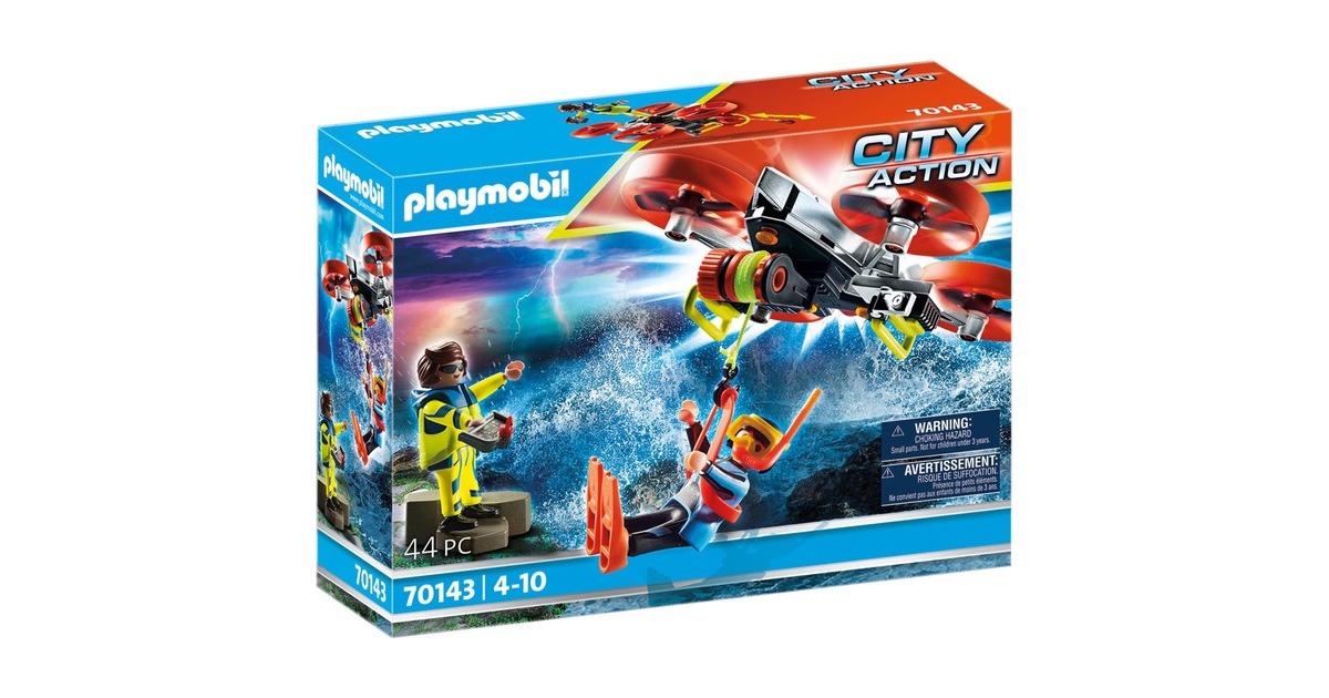 PLAYMOBIL 70143 City Action Seenot: Taucher-Bergung mit Rettungsdrohne, Konstruktionsspielzeug