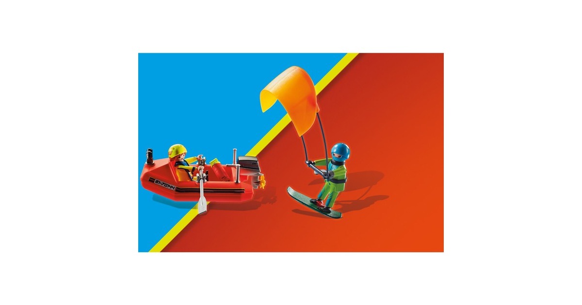 PLAYMOBIL 70144 City Action Seenot: Kitesurfer-Rettung mit Boot, Konstruktionsspielzeug