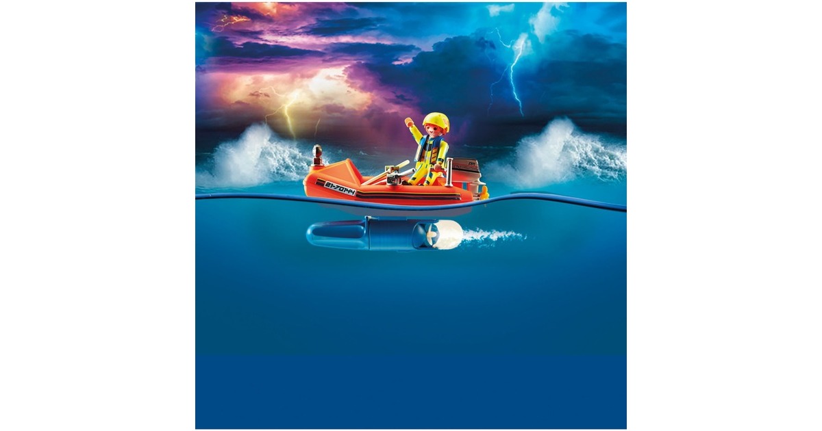 PLAYMOBIL 70144 City Action Seenot: Kitesurfer-Rettung mit Boot, Konstruktionsspielzeug
