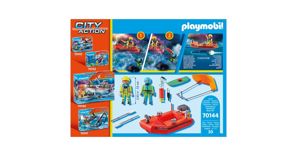 PLAYMOBIL 70144 City Action Seenot: Kitesurfer-Rettung mit Boot, Konstruktionsspielzeug