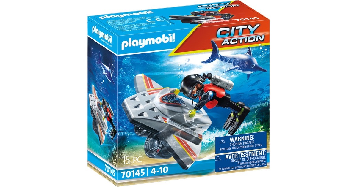 PLAYMOBIL 70145 City Action Seenot: Tauchscooter im Rettungseinsatz, Konstruktionsspielzeug
