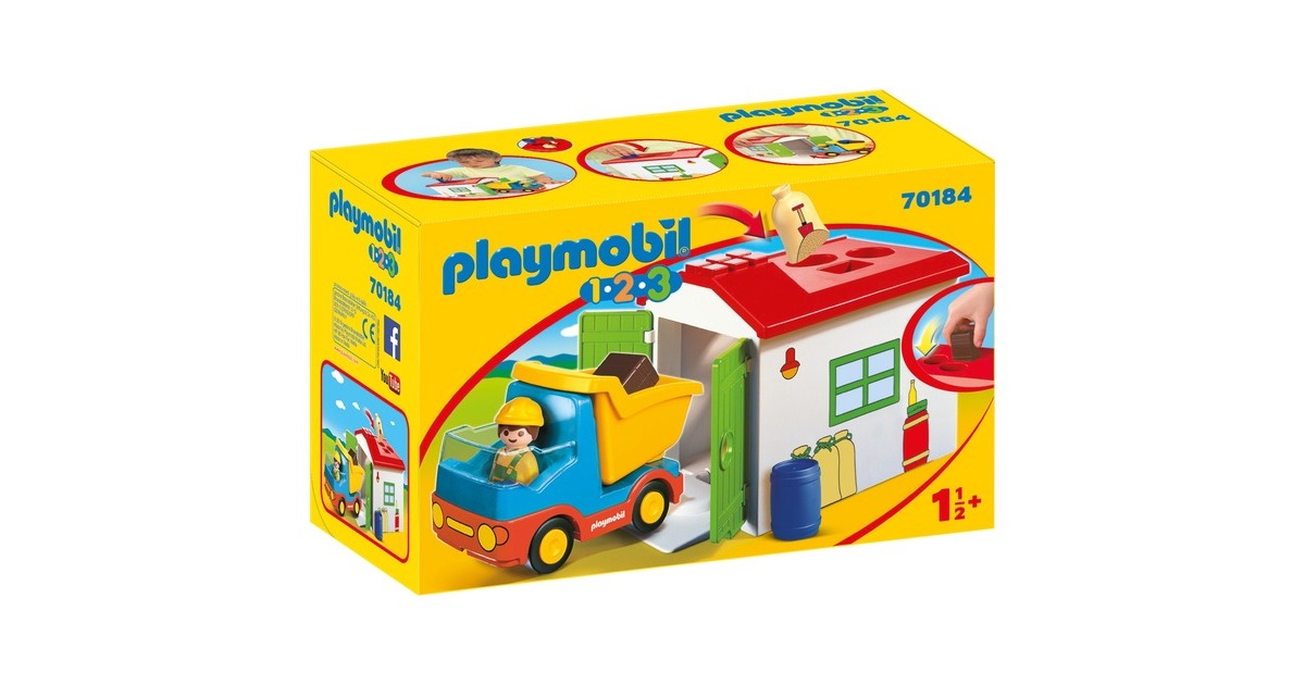PLAYMOBIL 70184 1.2.3 LKW mit Sortiergarage, Konstruktionsspielzeug