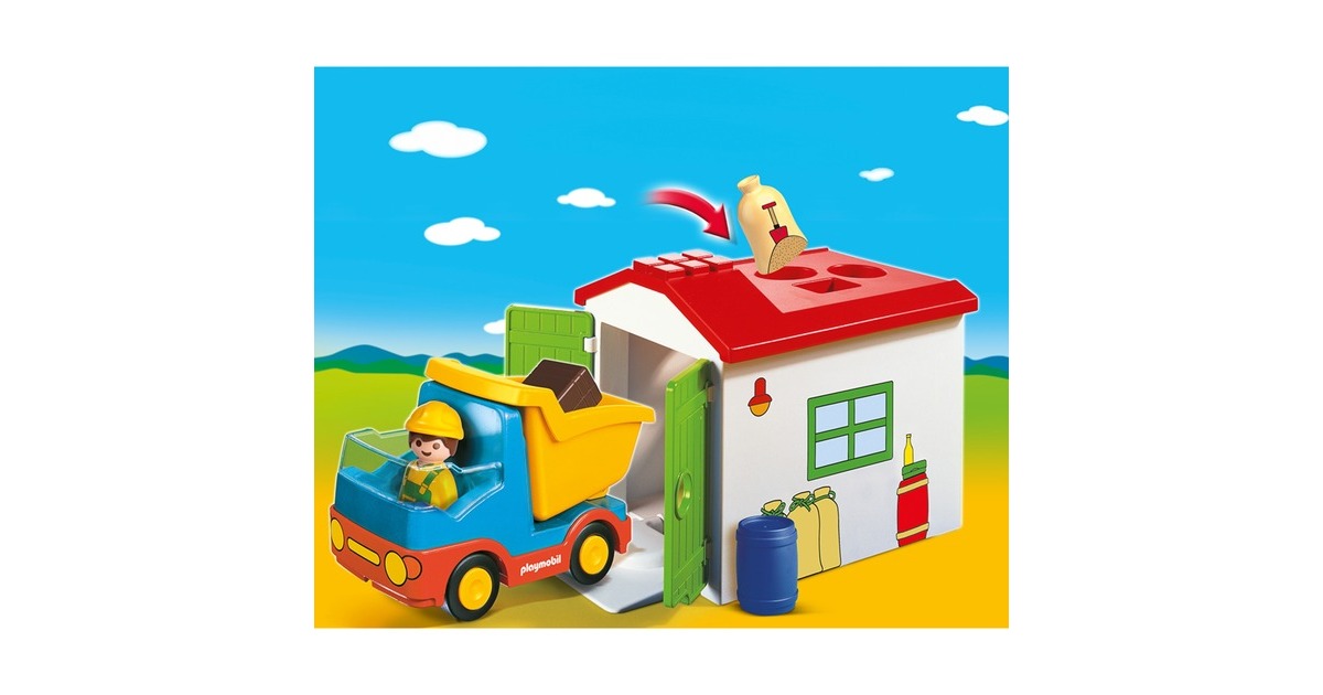 PLAYMOBIL 70184 1.2.3 LKW mit Sortiergarage, Konstruktionsspielzeug