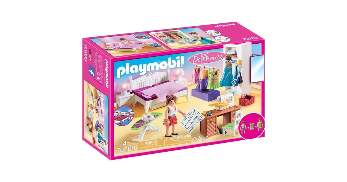 PLAYMOBIL 70208 Dollhouse Schlafzimmer mit Nähecke, Konstruktionsspielzeug