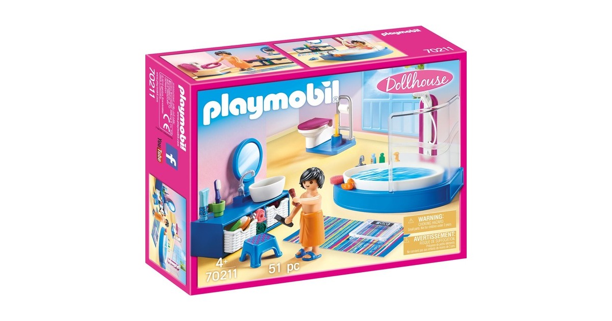 PLAYMOBIL 70211 Dollhouse Badezimmer, Konstruktionsspielzeug