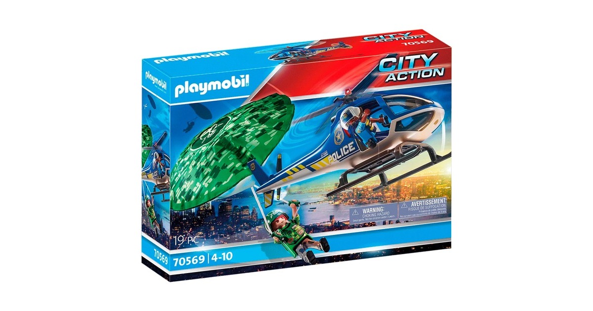 PLAYMOBIL 70569 City Action - Polizei-Hubschrauber: Fallschirm-Verfolgung, Konstruktionsspielzeug