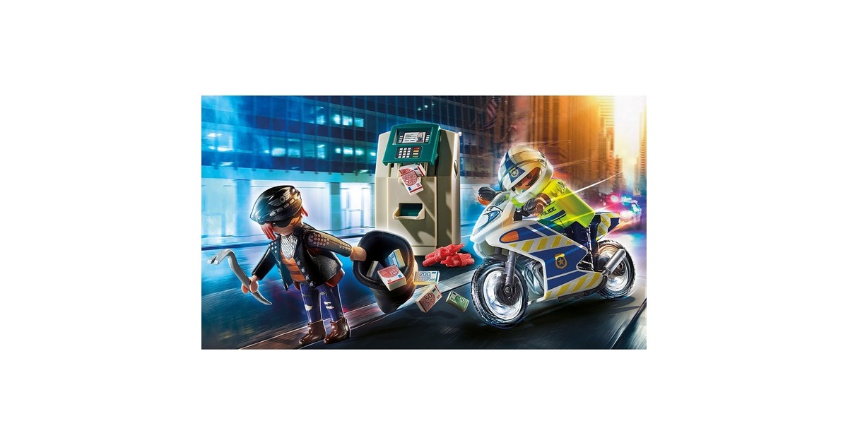 PLAYMOBIL 70572 City Action - Polizei-Motorrad: Verfolgung des Geldräubers, Konstruktionsspielzeug
