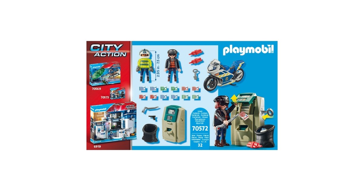 PLAYMOBIL 70572 City Action - Polizei-Motorrad: Verfolgung des Geldräubers, Konstruktionsspielzeug