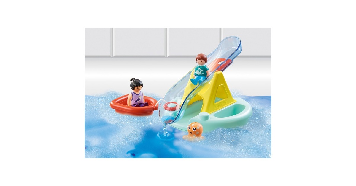 PLAYMOBIL 70635 1.2.3 AQUA Badeinsel mit Wasserrutsche, Konstruktionsspielzeug