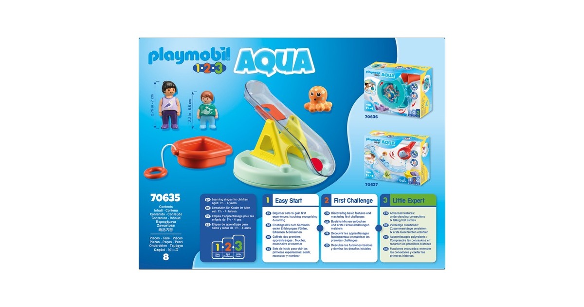 PLAYMOBIL 70635 1.2.3 AQUA Badeinsel mit Wasserrutsche, Konstruktionsspielzeug