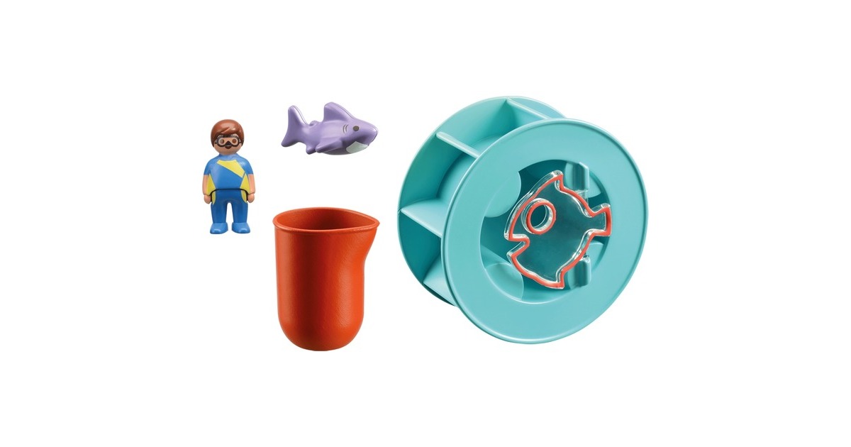 PLAYMOBIL 70636 1.2.3 AQUA Wasserwirbelrad mit Babyhai, Konstruktionsspielzeug