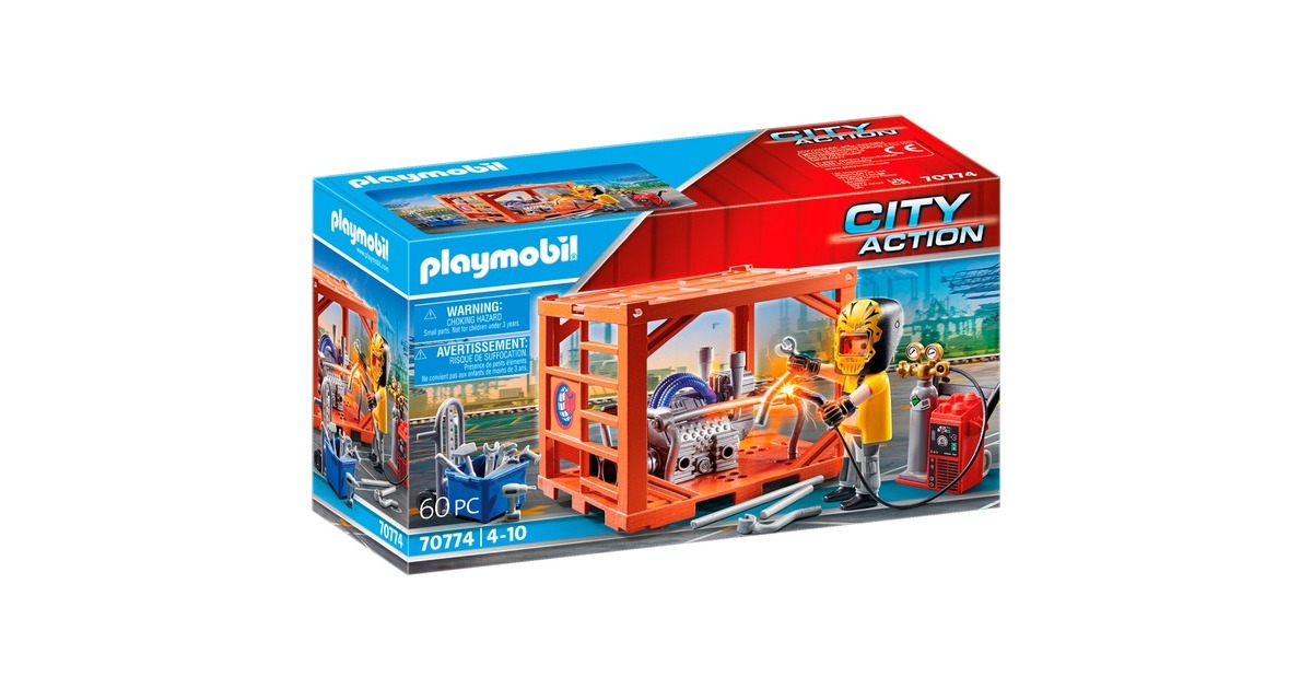 PLAYMOBIL 70774 City Action Containerfertigung, Konstruktionsspielzeug
