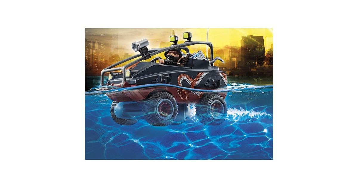 PLAYMOBIL 70781 City Action Polizei-Fallschirm: Verfolgung des Amphibien-Fahrzeugs, Konstruktionsspielzeug