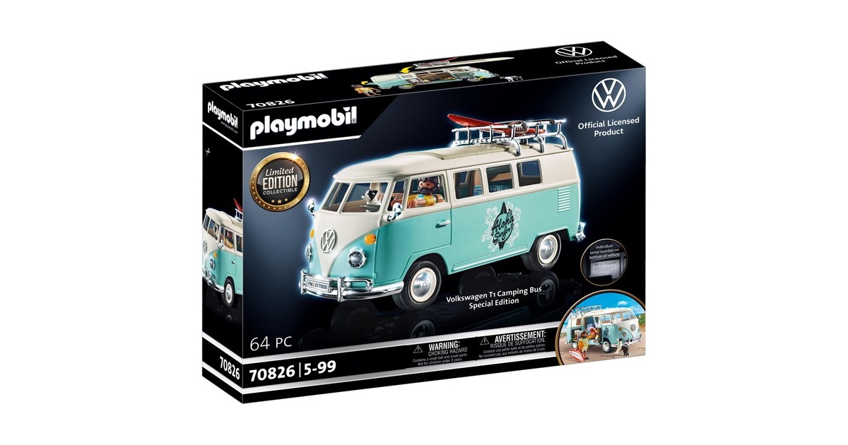 PLAYMOBIL 70826 Famous Cars Volkswagen T1 Camping Bus - Special Edition, Konstruktionsspielzeug
