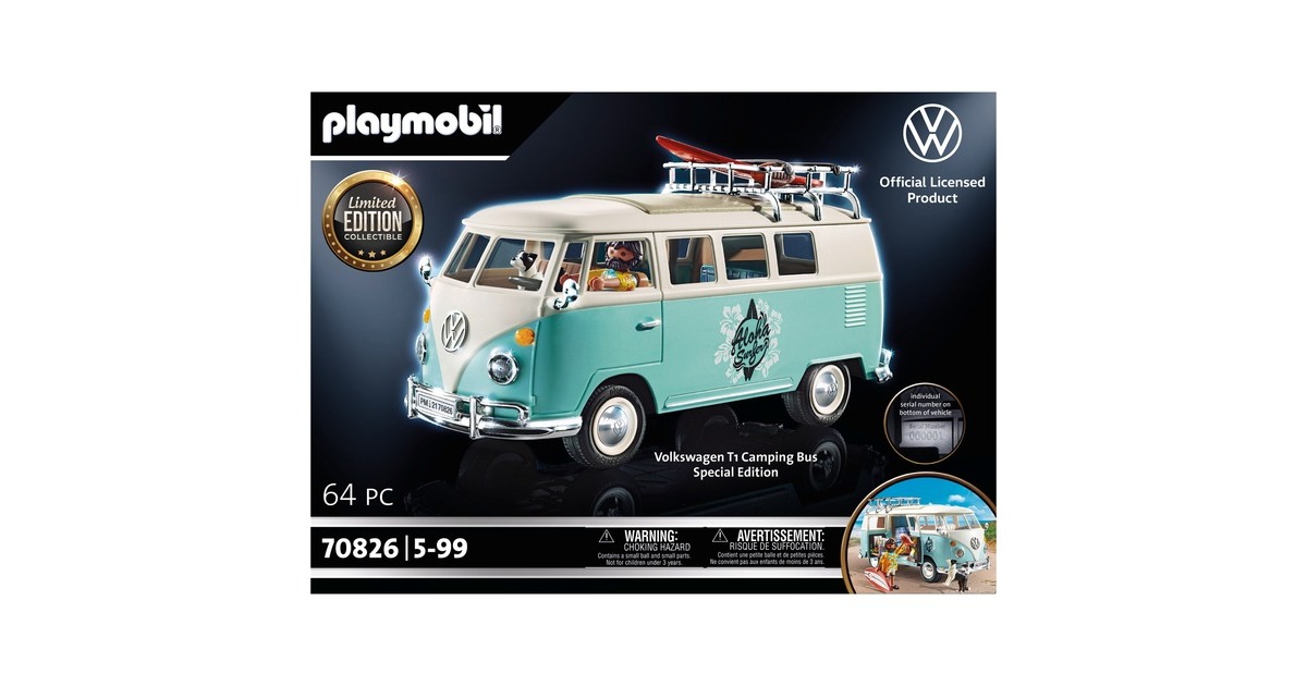 PLAYMOBIL 70826 Famous Cars Volkswagen T1 Camping Bus - Special Edition, Konstruktionsspielzeug