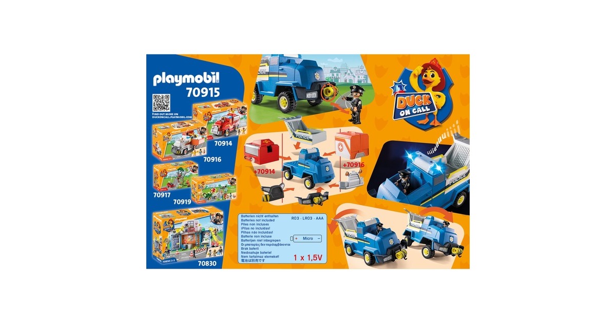 PLAYMOBIL 70915 DUCK ON CALL Polizei Einsatzfahrzeug, Konstruktionsspielzeug